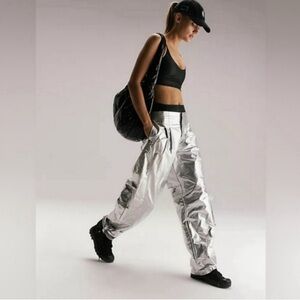 FP Movement by Free People “Mesmerize Me Pant “Metallic Silver Joggers